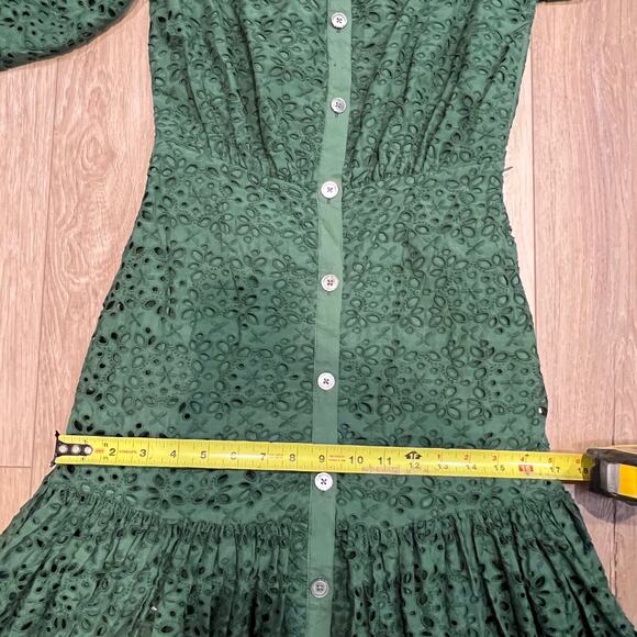 VERONICA BEARD Women's Cali Off-The-Shoulder Eyelet Dress Size 2 In Forest - Picture 8 of 11